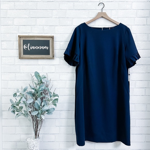 Tommy Hilfiger Dresses & Skirts - TOMMY HILFIGER Navy Blue Ruffle Sleeve Shift Dress